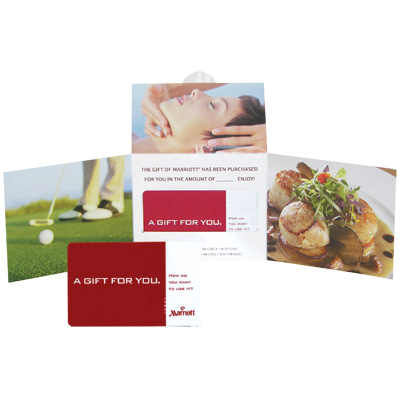 MARRIOTT<sup>&reg;</sup> $500 Gift Card - Massage for one ... or a tee-off for two? Spa, dining, regional specialties from skiing to snorkeling or merchandise from ShopMarriott.com.  With a $500 Gift Card, you will find a world of choices at one of Marriott's many hotels and resorts.